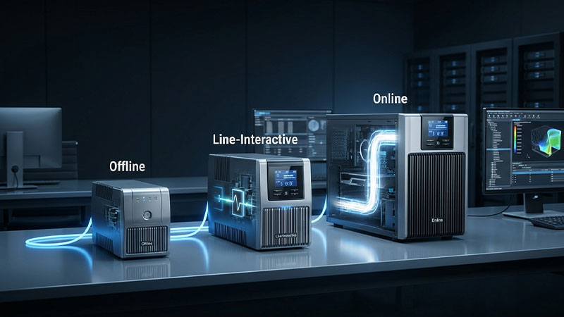 تفاوت UPS آنلاین، لاین اینتراکتیو و آفلاین چیست؟ راهنمای کامل انتخاب بهترین یو پی اس